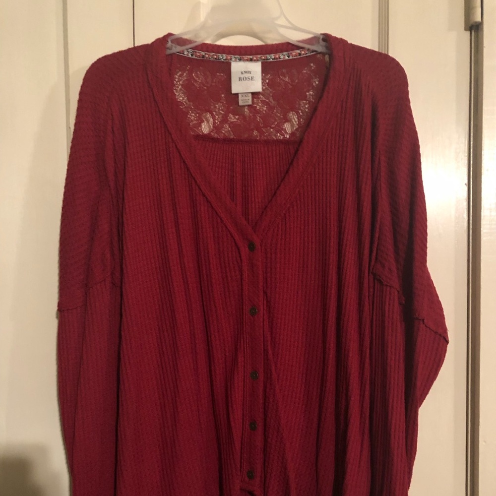 DEEP RED LONG SLEEVE SHIRT